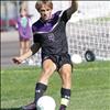 Polson Pirate soccer player Ruger Ellis strikes the ball in a game in an Aug. 31 game against Park County.