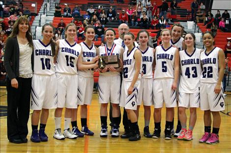 Charlo Lady Vikings pose with their third-place award.