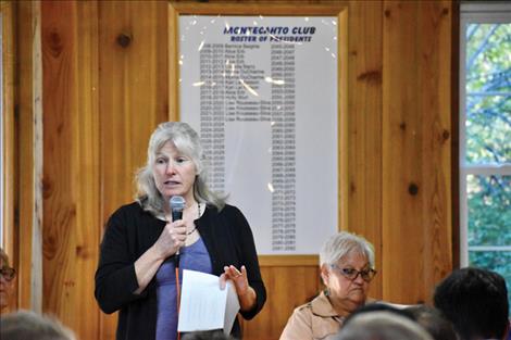 Shirley Azzopardi, Democratic candidate for House District 13, answer questions prepared by emcee Spencer Thomas. Questions they and all attending candidates answered were centered on health care, housing, education, property taxes and abortion rights.