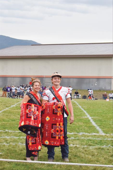  Leah Mesteth and Bridger Smith pose for a photo as Arlee High School’s 2024 Homecoming Queen and King. 