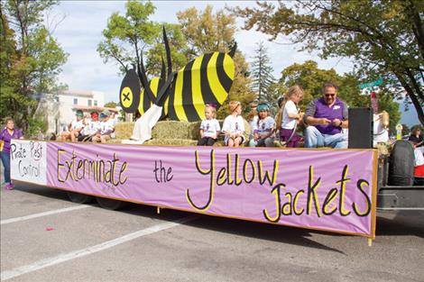 Cherry Valley students ride atop their school’s float during the Oct. 4 homecoming parade.