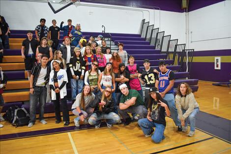  Polson High School’s senior class poses for a photo on decades day during homecoming week.