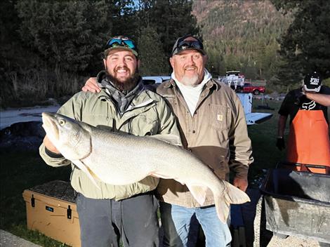 Ryker Bair of Helena and his father Justin Bair of Dillon tried the Mack Days Fishing Event the fifth weekend and landed this 36.25” 20.05lb. lake trout. It is the first entry in the large fish category.