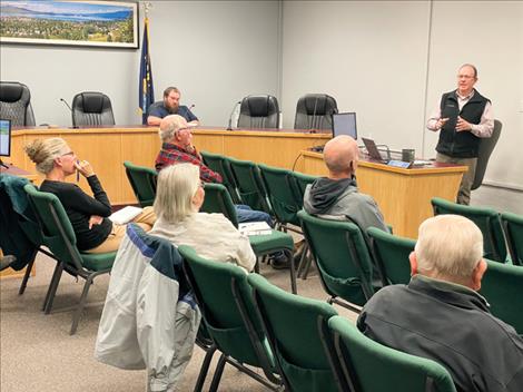 Polson City Manager Ed Meece addresses Civics 101 class attendees on Oct. 29 at Polson City Hall.