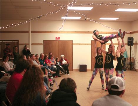 A group of students dances to “Lady Madonna.”