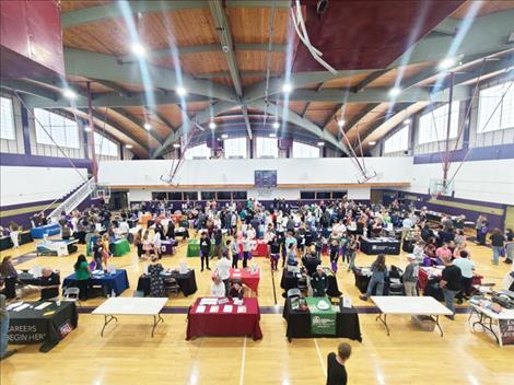 Polson High School hosted our annual College Fair on Wednesday, 9/28 in partnership with the Montana Post Secondary Educational Opportunities Council (MPSEOC).  PHS students, along with students from other area high schools, had the chance to visit with representatives from over 70 different colleges, universities, trade schools, military and career assistance organizations.  